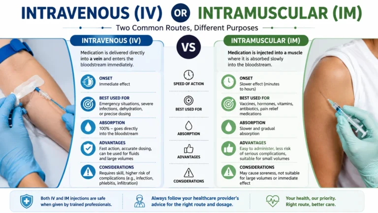 Intravenous or Intramuscular