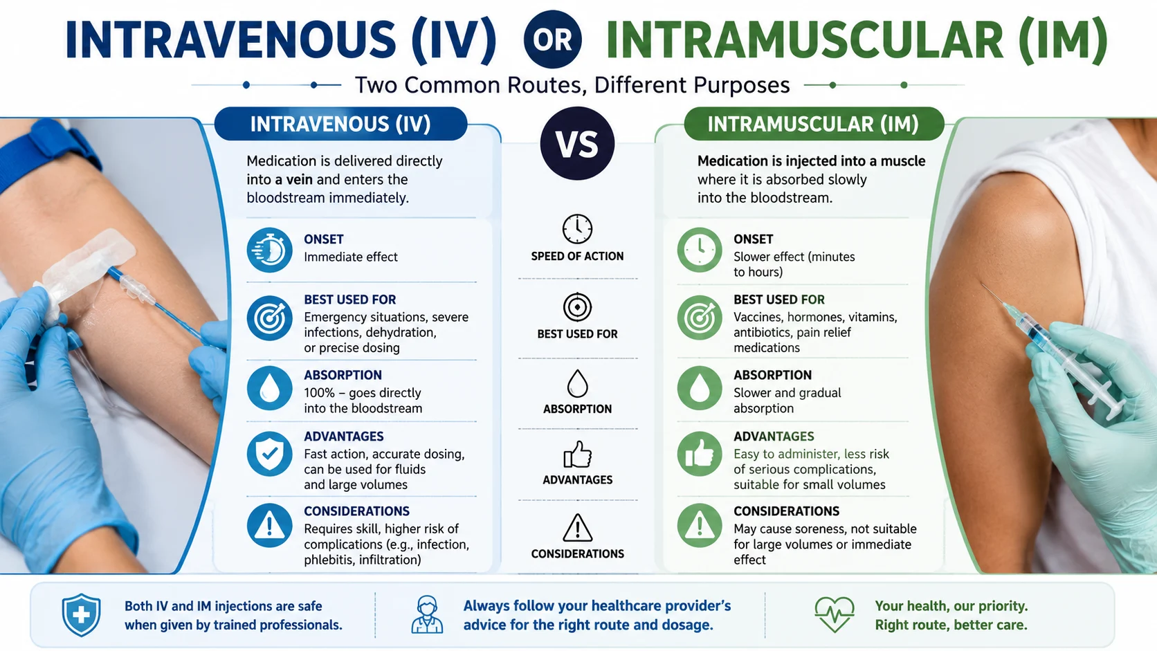 Intravenous or Intramuscular